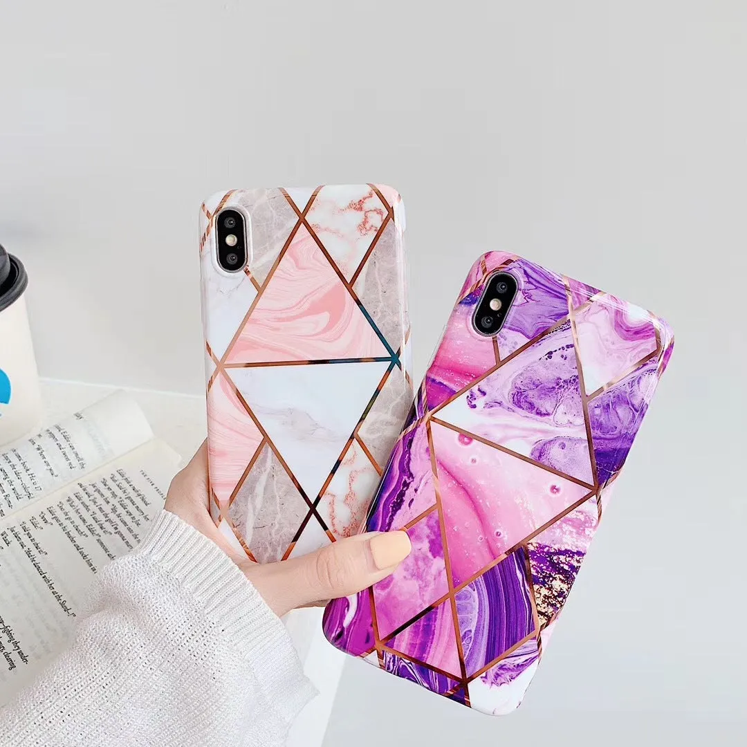 Electroplated marbled mosaic TPU phone case for Samsung S10 in grey