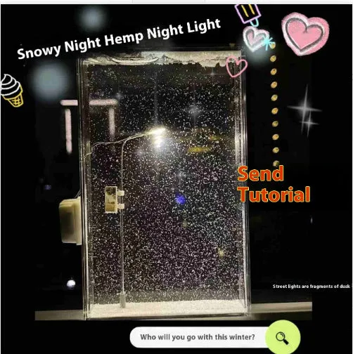 DIY magic snowy landscape night light kit with LED lights and snow effect for Christmas desktop decor.
