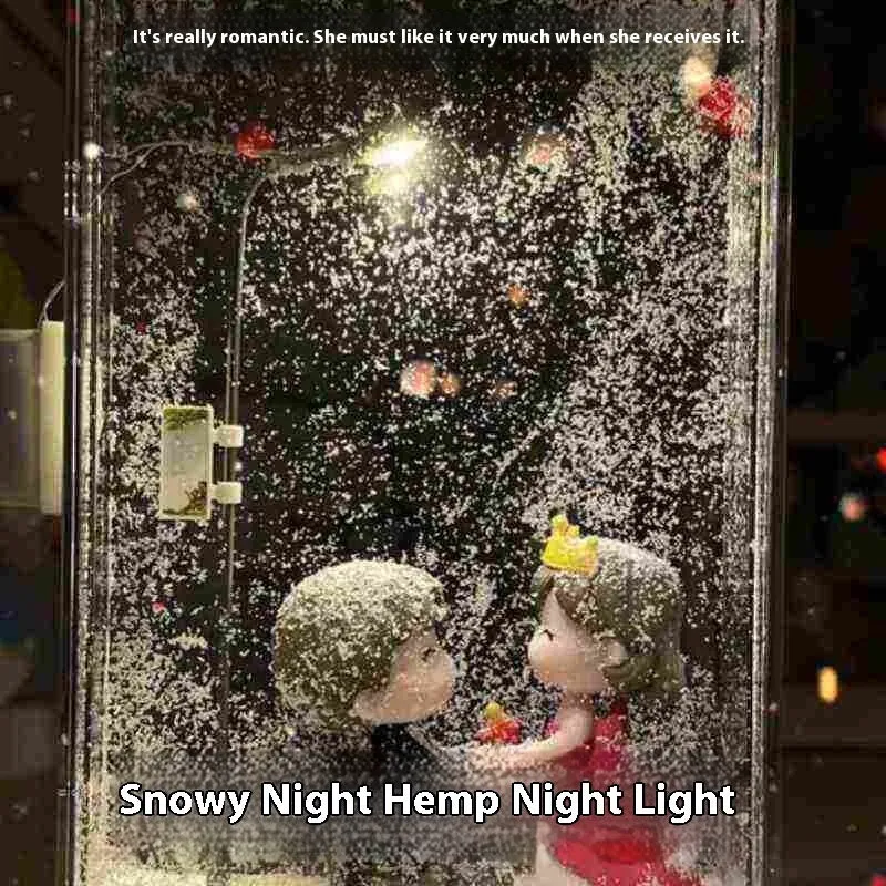 DIY magic snowy landscape night light kit with LED lights and snow effect for Christmas desktop decor.