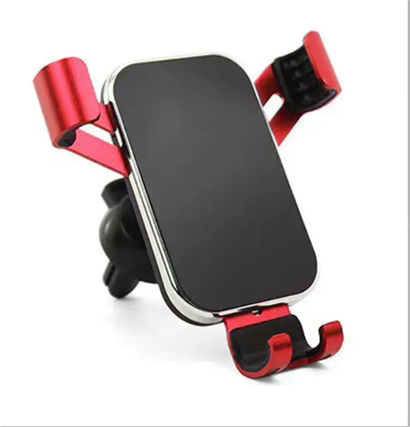 Car aluminium alloy mobile phone holder electroplated finish in black on car dashboard