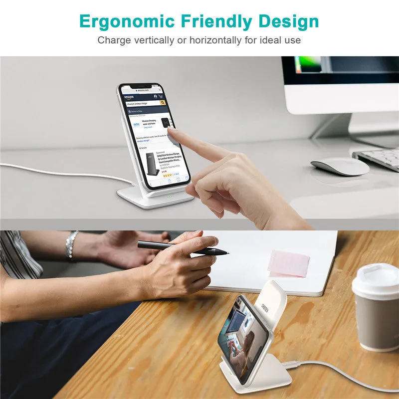 T524-S black wireless charger stand for Android with 9V fast charging and 2000mA output