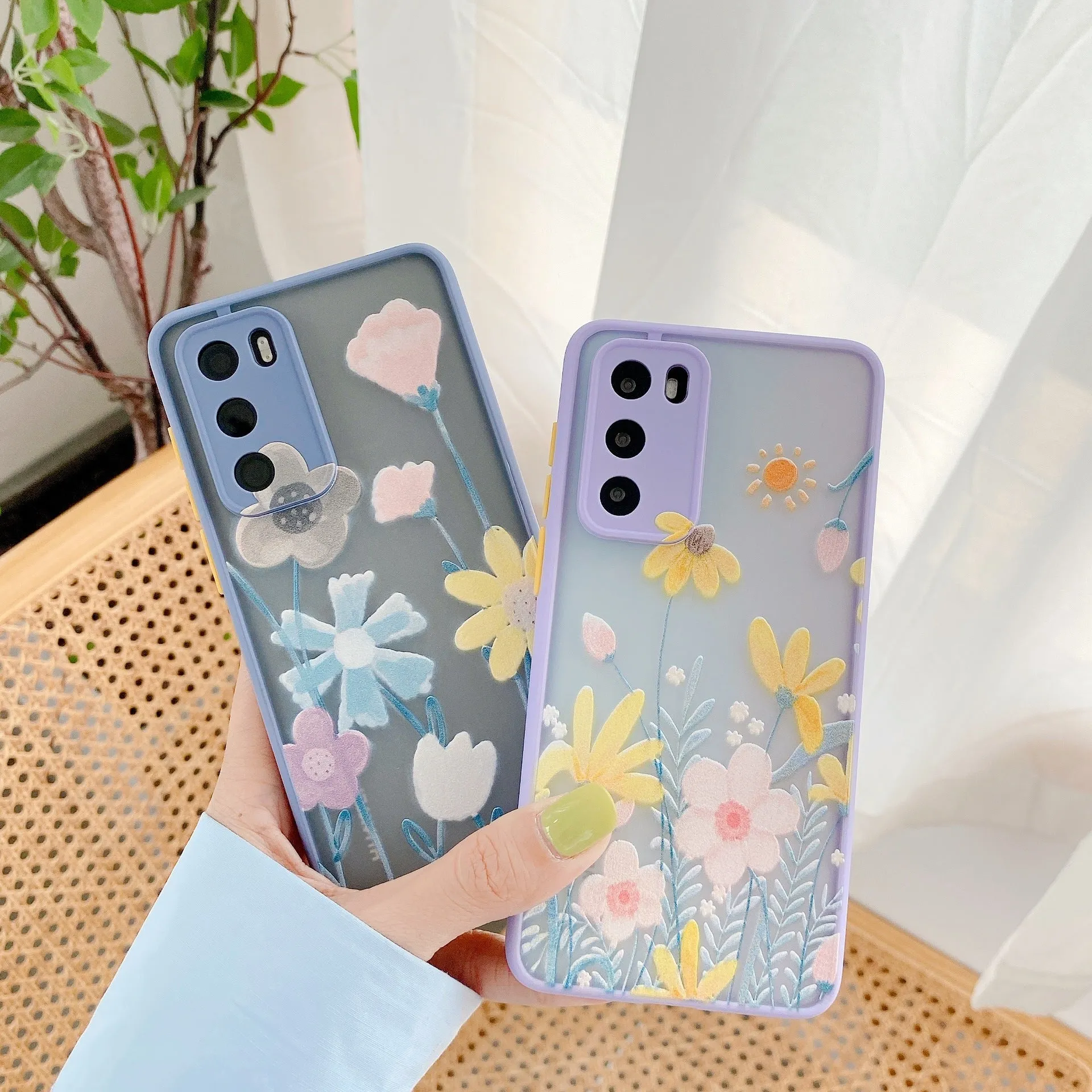 Embossed flower TPU phone case for Huawei P30, simple back cover, Style A, floral pattern