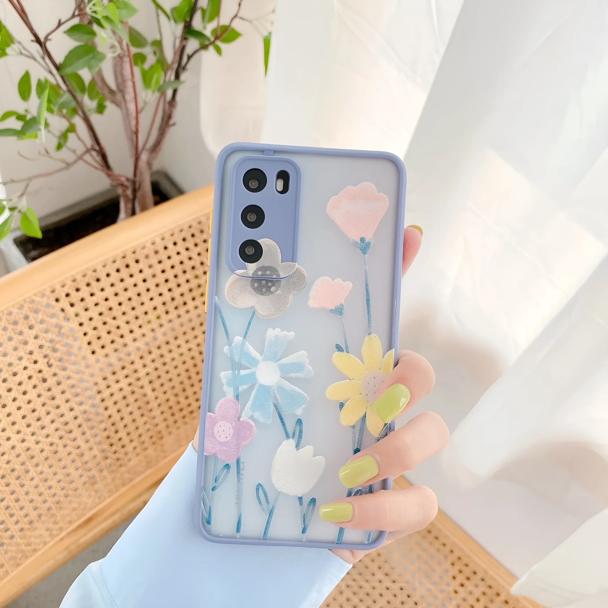 Embossed flower TPU phone case for Huawei P30, simple back cover, Style A, floral pattern