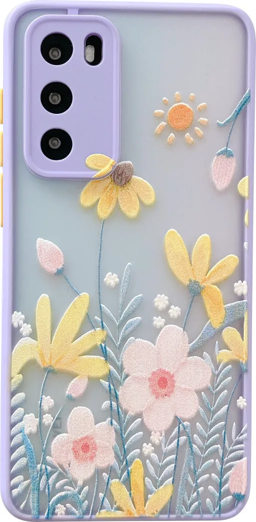 Embossed flower TPU phone case for Huawei P30, simple back cover, Style A, floral pattern