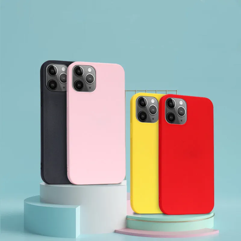 Candy silicone TPU phone case for iPhone 12 series in solid colour back cover style
