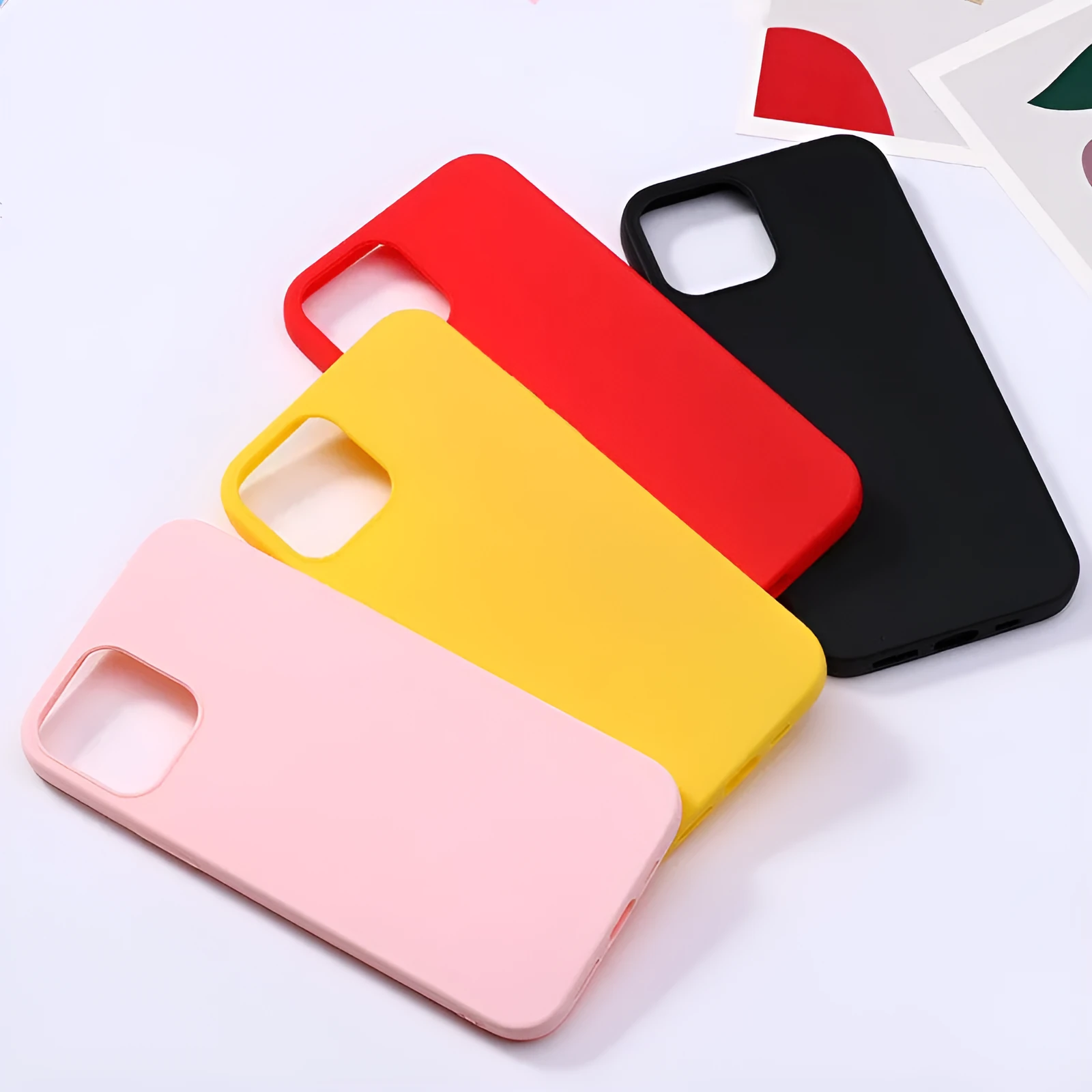 Candy silicone TPU phone case for iPhone 12 series in solid colour back cover style