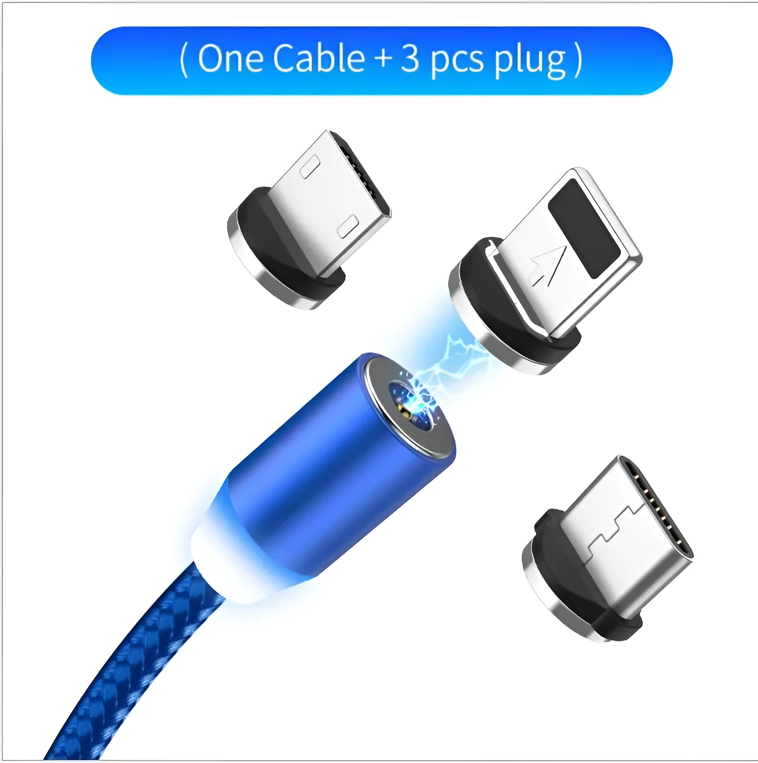 YBD 1 metre magnetic LED charging cable with cotton yarn weave and black aluminium connector