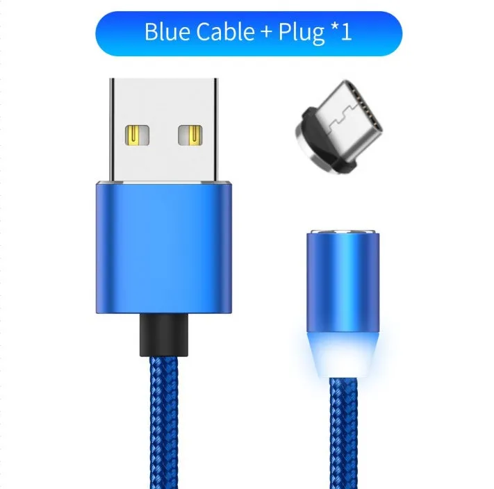 YBD 1 metre magnetic LED charging cable with cotton yarn weave and black aluminium connector