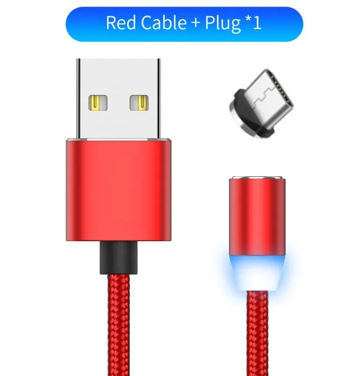 YBD 1 metre magnetic LED charging cable with cotton yarn weave and black aluminium connector