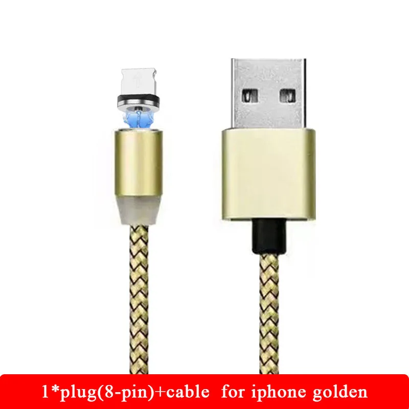 YBD 1 metre magnetic LED charging cable with cotton yarn weave and black aluminium connector