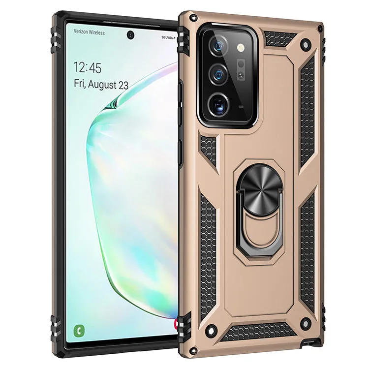 Samsung Note20+ magnetic phone protective cover in black with TPU+PC dual-layer military armour and frosted finish