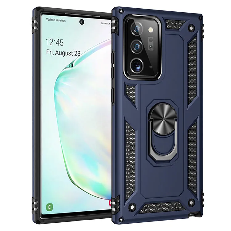 Samsung Note20+ magnetic phone protective cover in black with TPU+PC dual-layer military armour and frosted finish