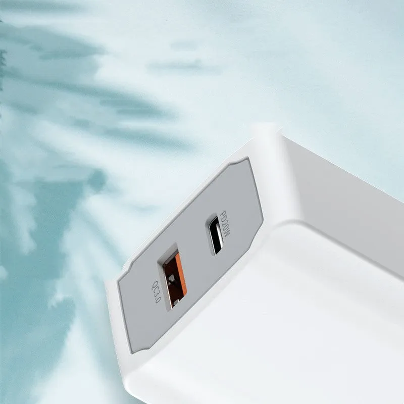 White European standard phone fast charger and USB cable set with fireproof ABS PC construction