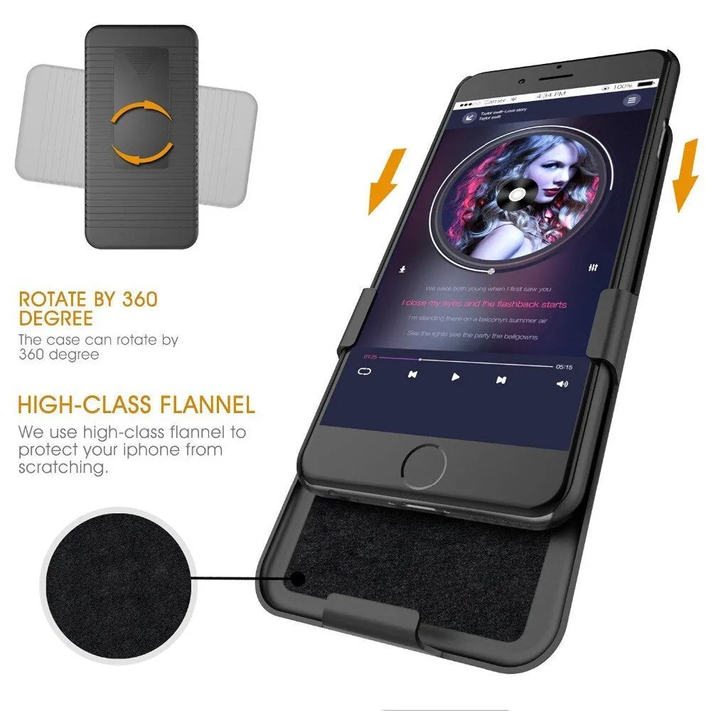 Black plastic back slide sleeve phone case with belt clip and striped design for iPhone