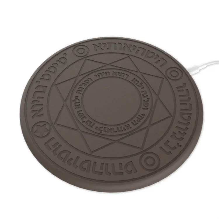 10W fast wireless charger with magic array LED glowing pattern on an ultra-thin black ABS base.