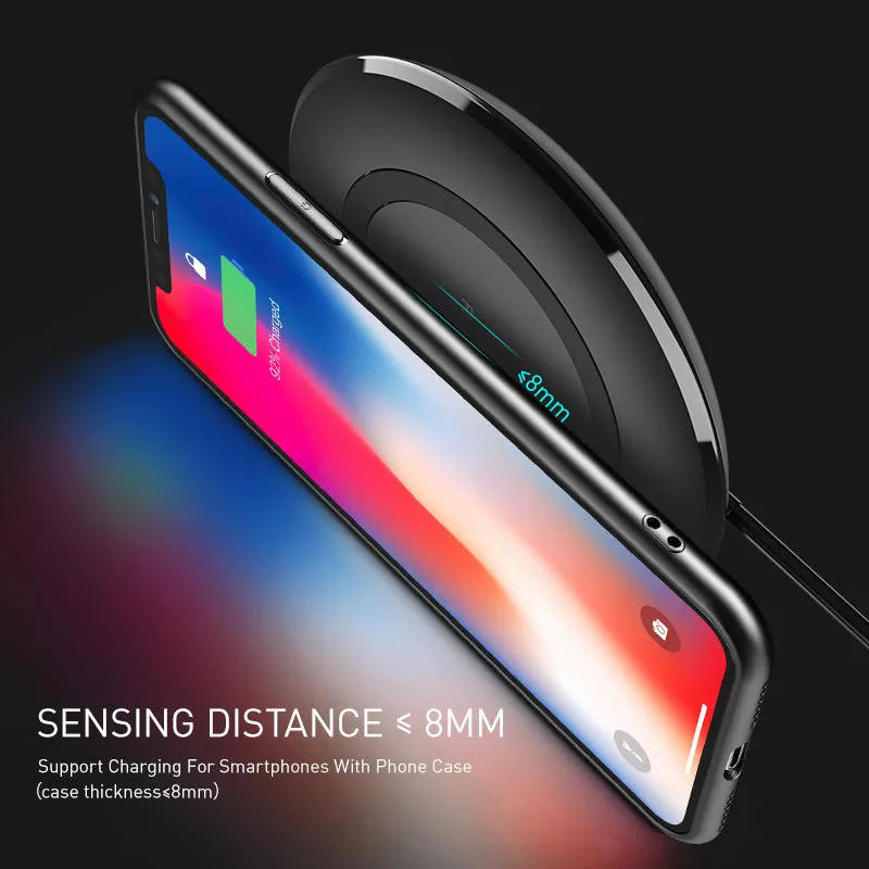 Floveme 5W wireless charger round pad 10.5cm ABS plastic black colour