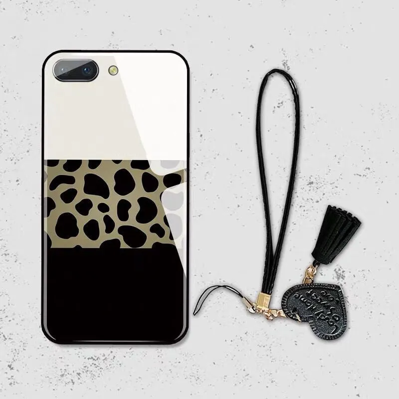 Leopard glass phone case back cover with striped luxury design for iPhone 11 Pro Max