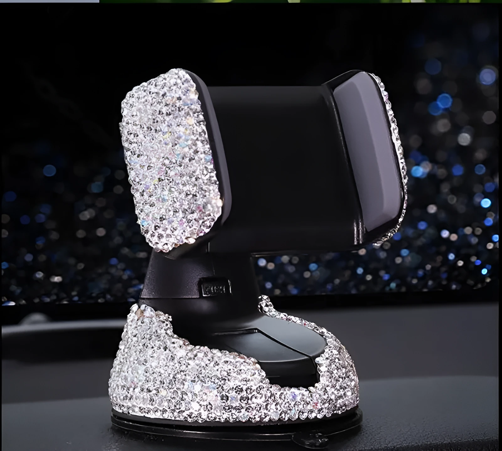 Multifunctional dual-use car mobile phone rack with rhinestone finish and 360 degree rotation
