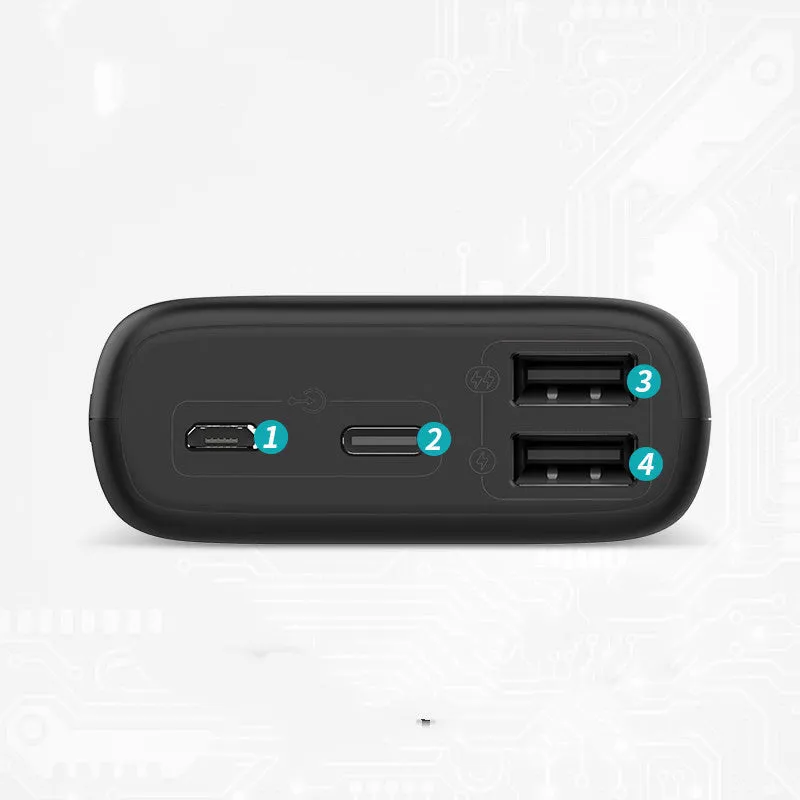 Roman Shi 10000mAh mini power bank in black with multi-U port output and compact 95x63.9x25.6mm size