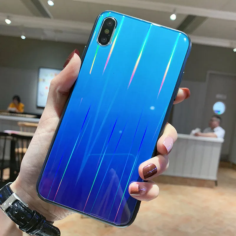 Gradient glass phone case with starry sky design for Huawei P20 in slim TPU PC back cover