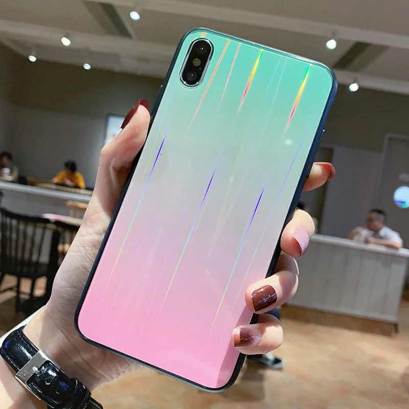 Gradient glass phone case with starry sky design for Huawei P20 in slim TPU PC back cover
