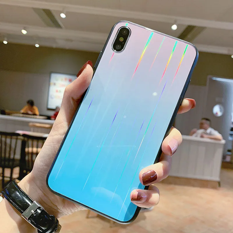 Gradient glass phone case with starry sky design for Huawei P20 in slim TPU PC back cover