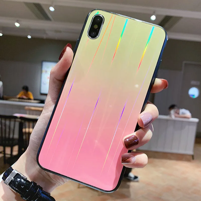 Gradient glass phone case with starry sky design for Huawei P20 in slim TPU PC back cover