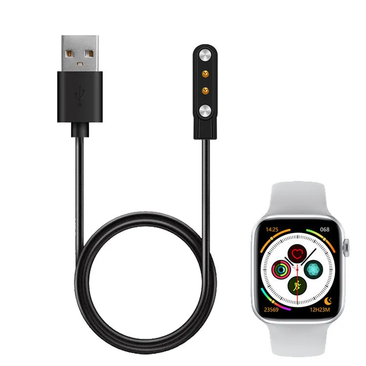 Black smart watch magnetic USB fast charger with thimble contact and compact 8cm base