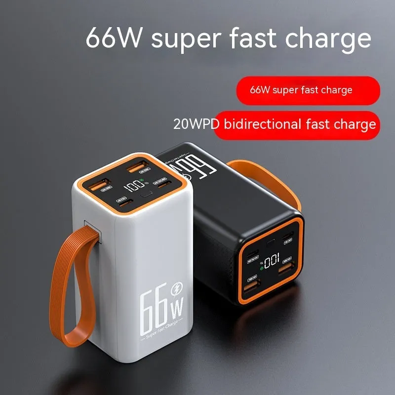 Black and white PD66W fast charge 20000 mAh creative design power bank.