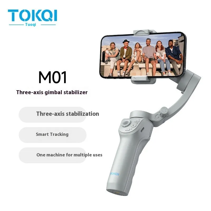 Portable folding intelligent gimbal in grey nylon for smartphone video stabilisation