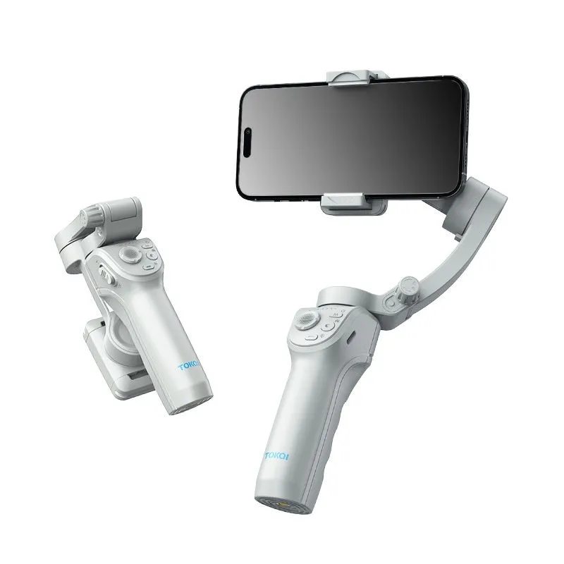 Portable folding intelligent gimbal in grey nylon for smartphone video stabilisation