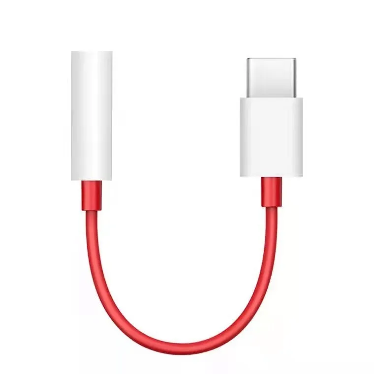Black audio adapter cable for OnePlus 6T 7 Pro with Type C and 3.5mm connectors