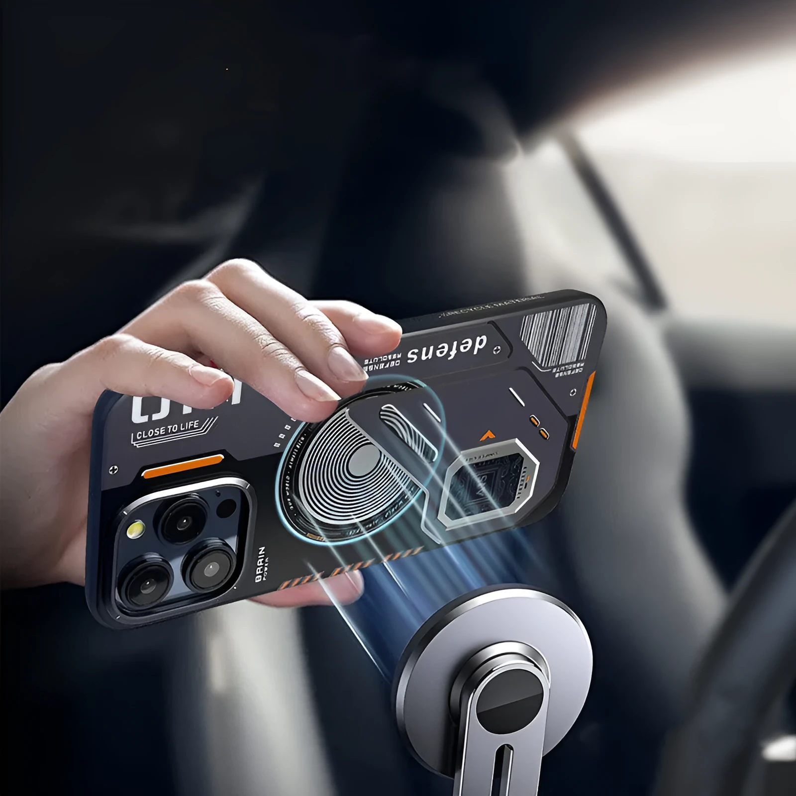 Frosted PC magnetic phone case for iPhone with A15 strong suction, black colour