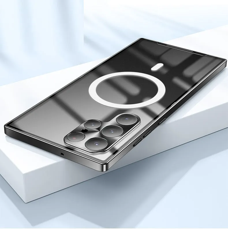 All-inclusive flip phone case for Samsung PC metal construction magnetic charging Black