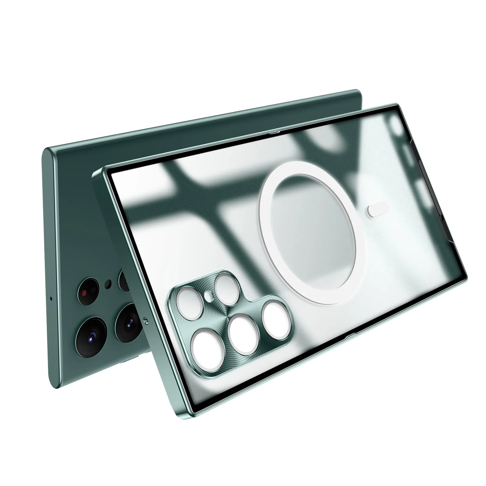 All-inclusive flip phone case for Samsung PC metal construction magnetic charging Black