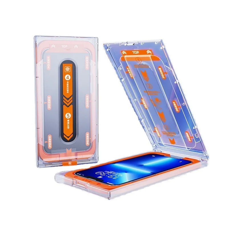 Anti-peep tempered glass screen protector for iPhone with dust-free applicator and electroplated HD coating
