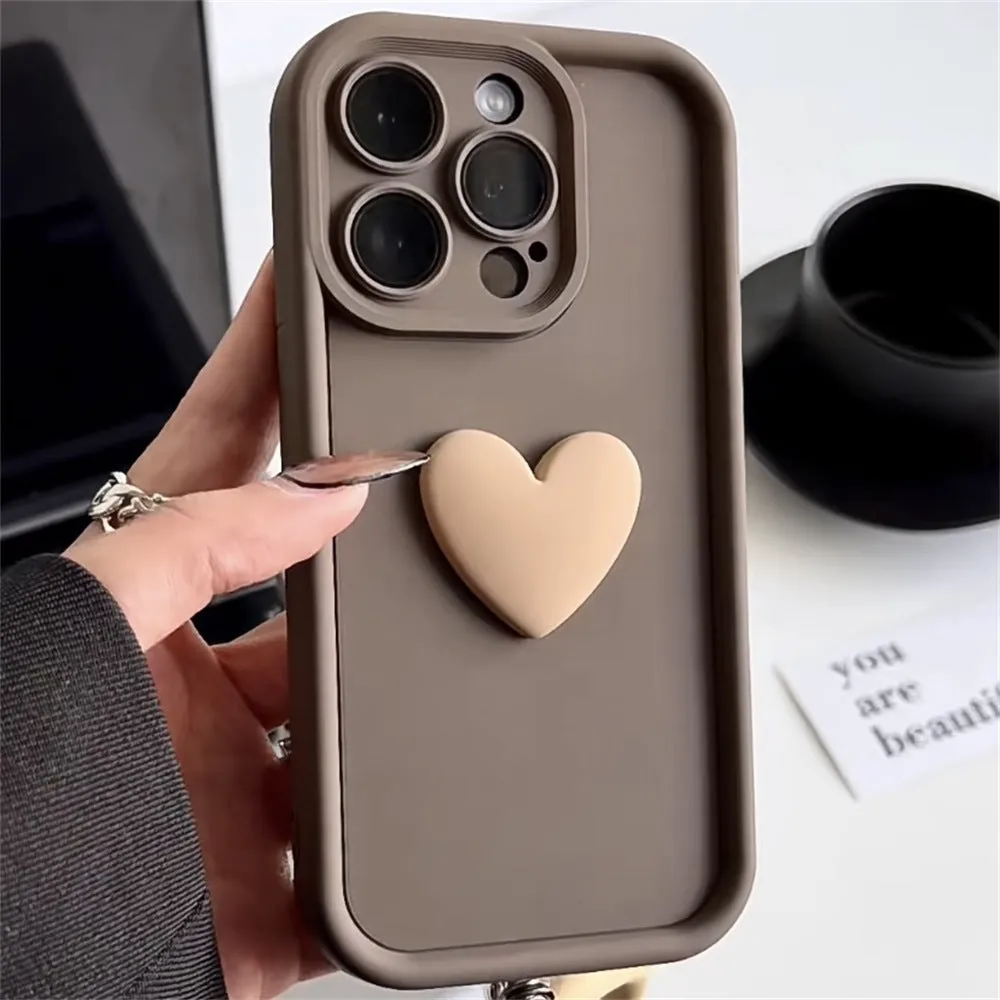 Brown stereo coffee doll bear soft TPU phone case for iPhone with all-inclusive frosted finish