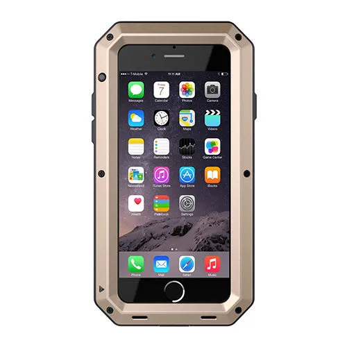 Aluminium alloy anti-drop phone case in black, compatible with iPhone and Samsung Galaxy models