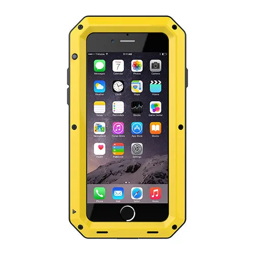 Aluminium alloy anti-drop phone case in black, compatible with iPhone and Samsung Galaxy models