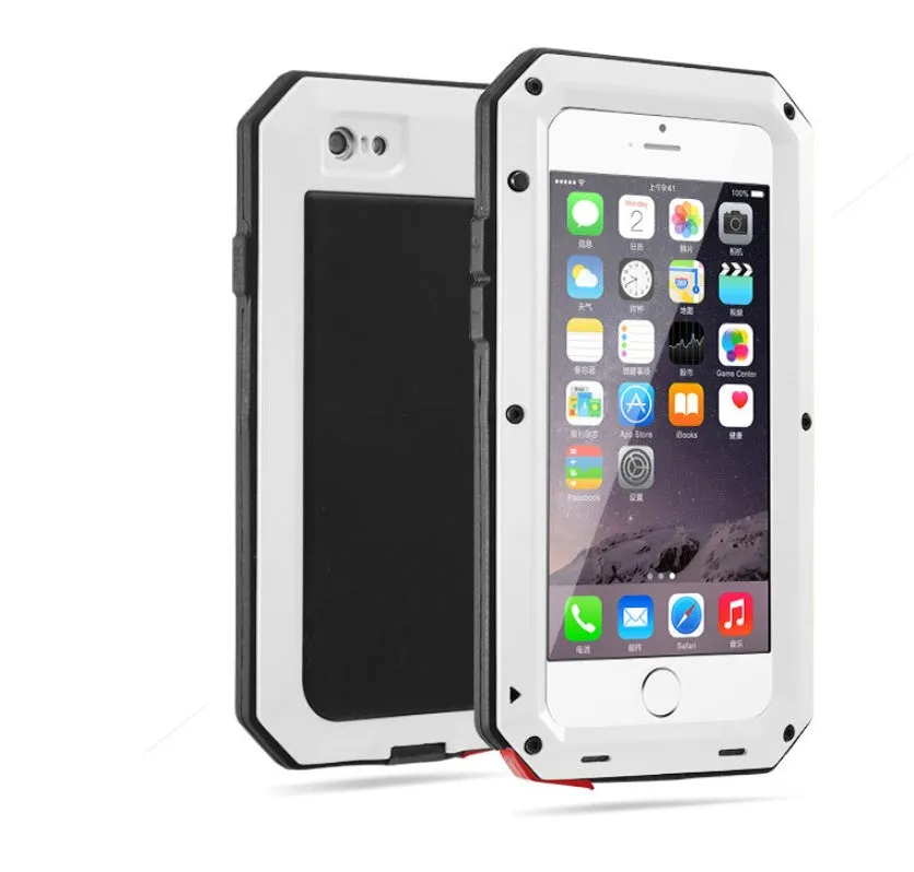 Aluminium alloy anti-drop phone case in black, compatible with iPhone and Samsung Galaxy models