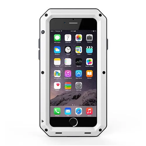Aluminium alloy anti-drop phone case in black, compatible with iPhone and Samsung Galaxy models