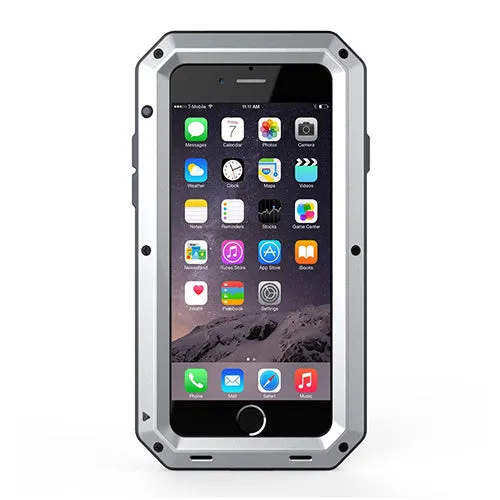 Aluminium alloy anti-drop phone case in black, compatible with iPhone and Samsung Galaxy models