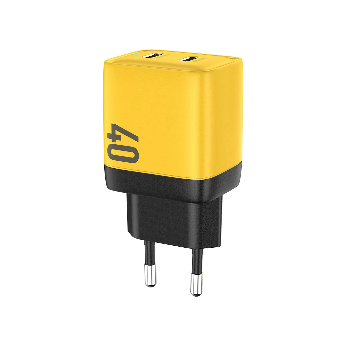 Gallium Nitride 40W mobile phone charging plug for Apple iPhone 14 in yellow with Type-C interface