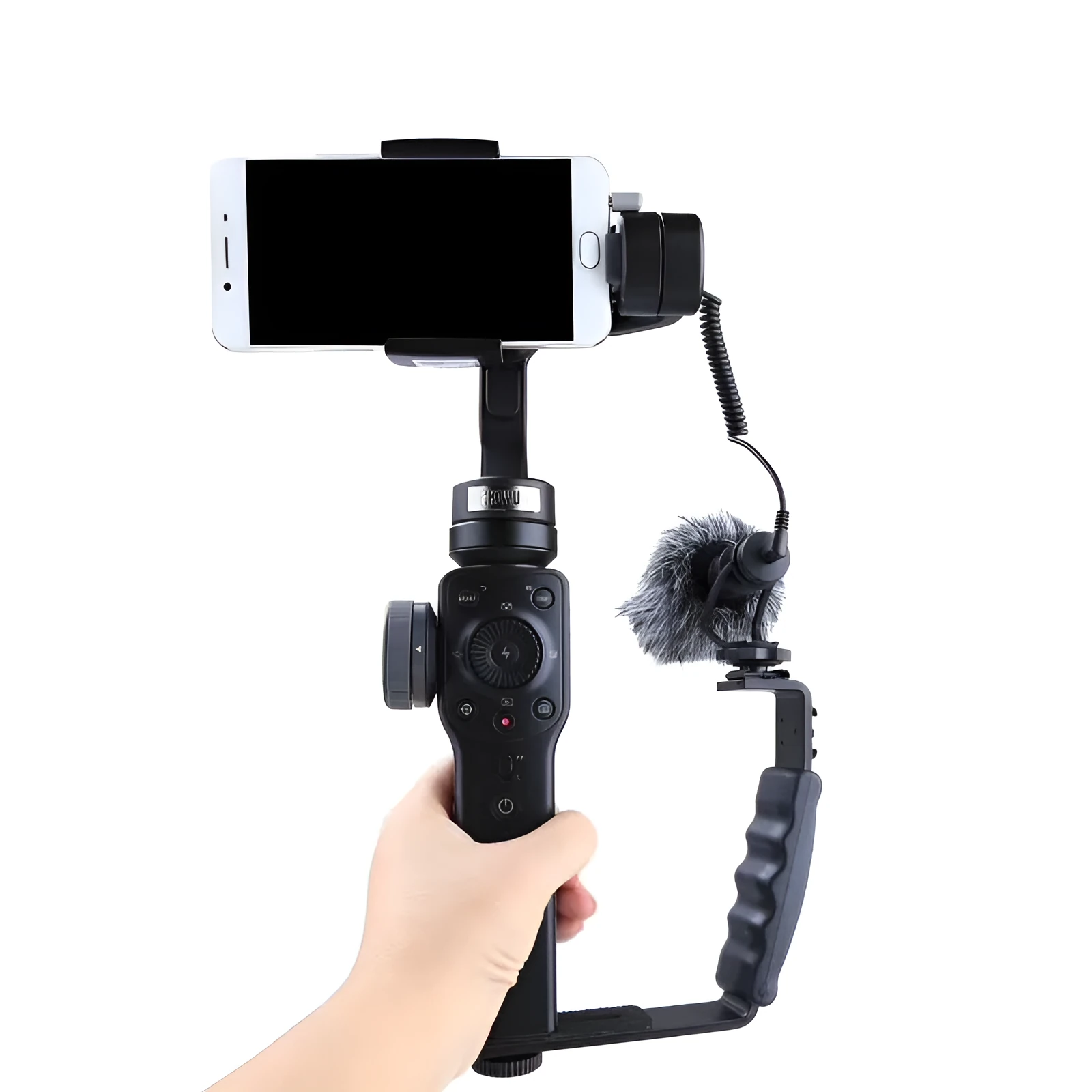 Black aluminium alloy mobile 2/3 stabilizer handheld holder for smartphone video recording