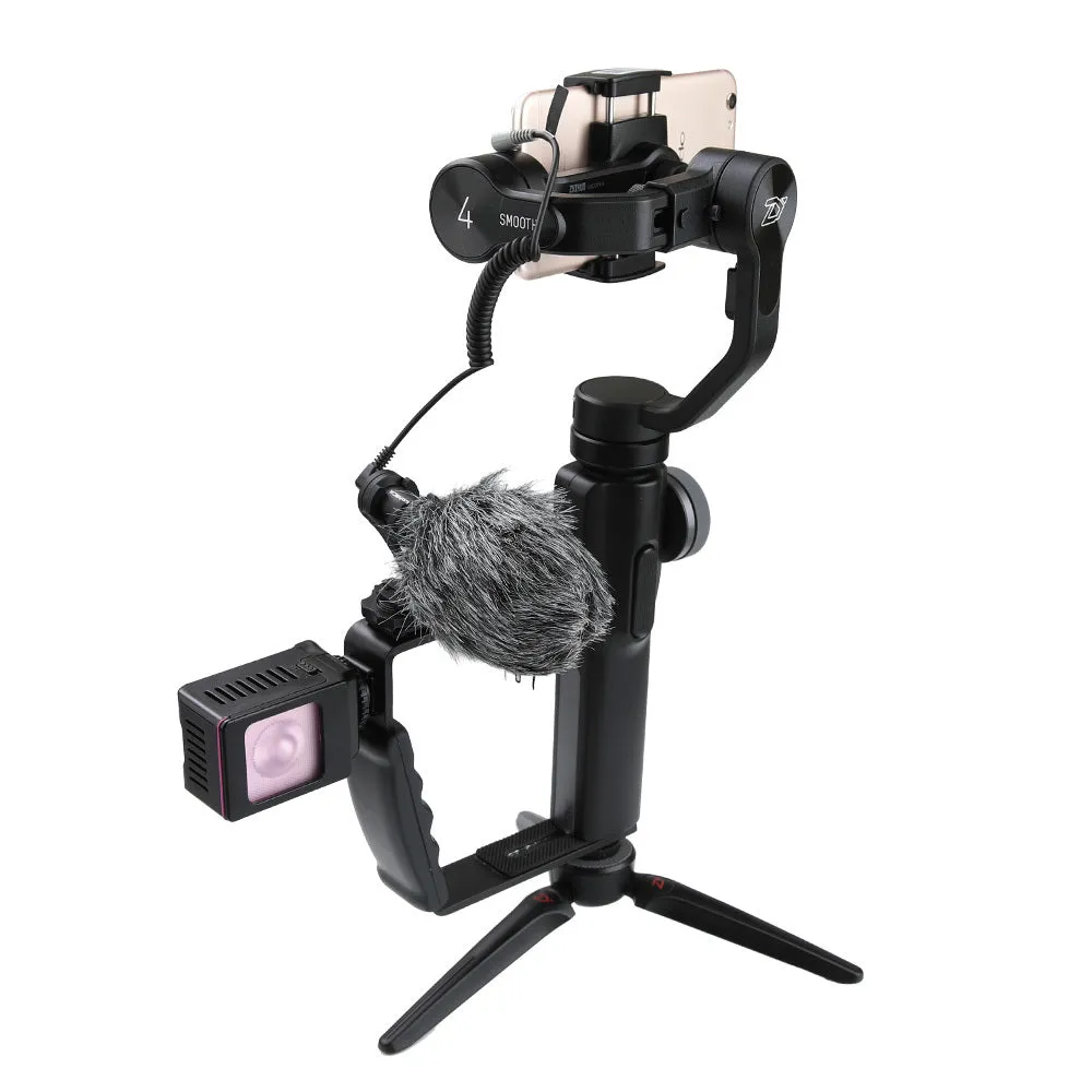 Black aluminium alloy mobile 2/3 stabilizer handheld holder for smartphone video recording
