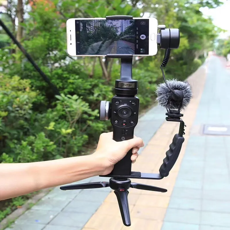 Black aluminium alloy mobile 2/3 stabilizer handheld holder for smartphone video recording