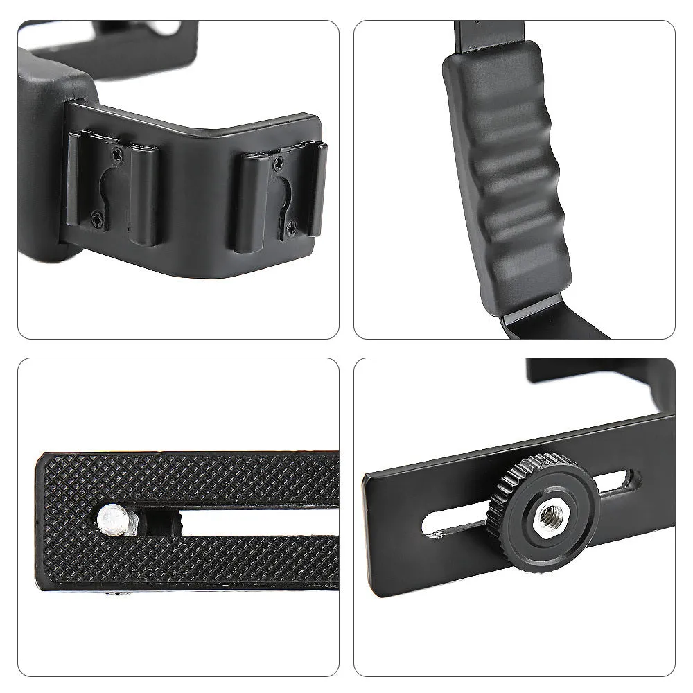 Black aluminium alloy mobile 2/3 stabilizer handheld holder for smartphone video recording