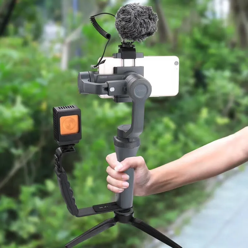 Black aluminium alloy mobile 2/3 stabilizer handheld holder for smartphone video recording