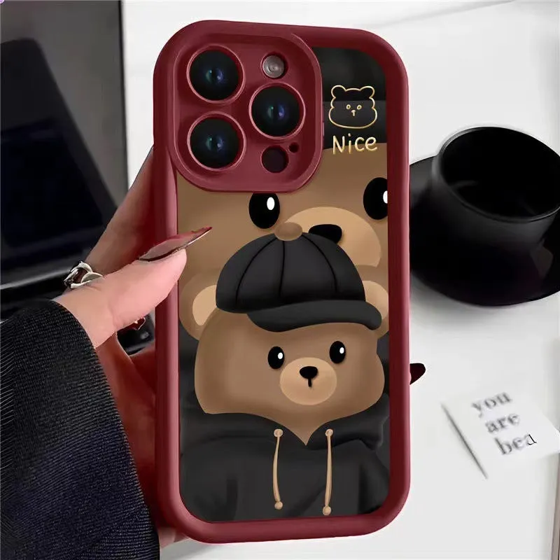 Bear theme TPU phone case for Apple iPhone in Classic Black
