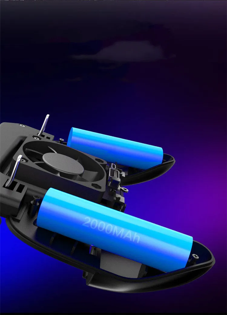 Black USB mobile game controller for smartphones with integrated grip and function buttons.